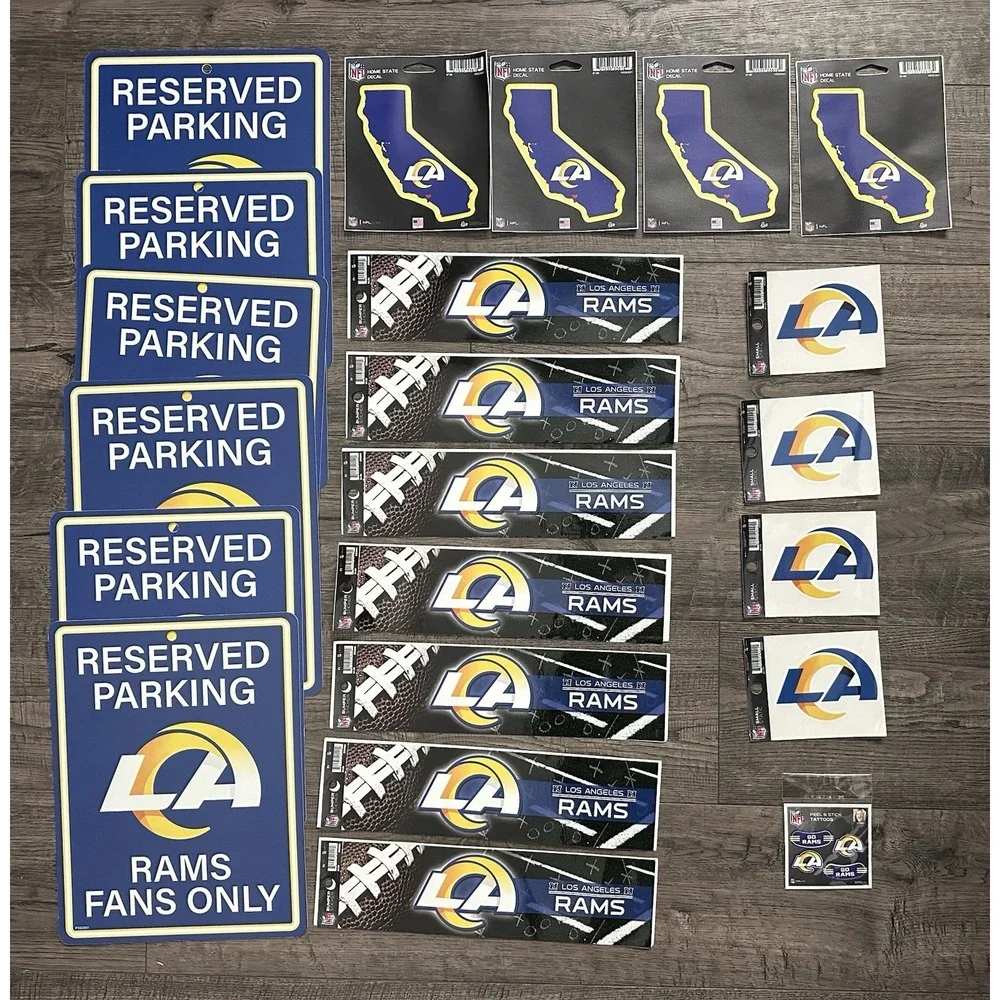 Los Angeles LA Rams Reserved Parking Sign NFL Man Cave Garage Decor Bundle Lot‎